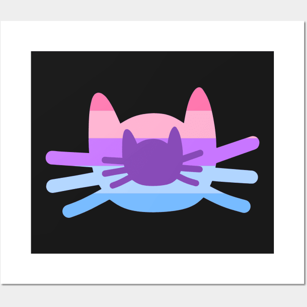 Catgender Flag In Cat Head Silhouette Wall Art by Luna Illustration